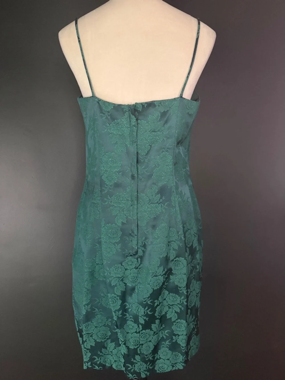 Function & Fringe Edit | Vintage Emerald Jacquard Mini Dress Sweetheart Slip